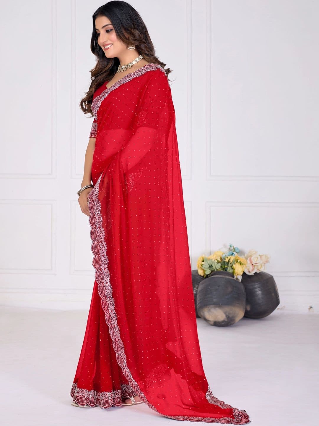RENBRIZA Poly Georgette Saree thumbnail 7