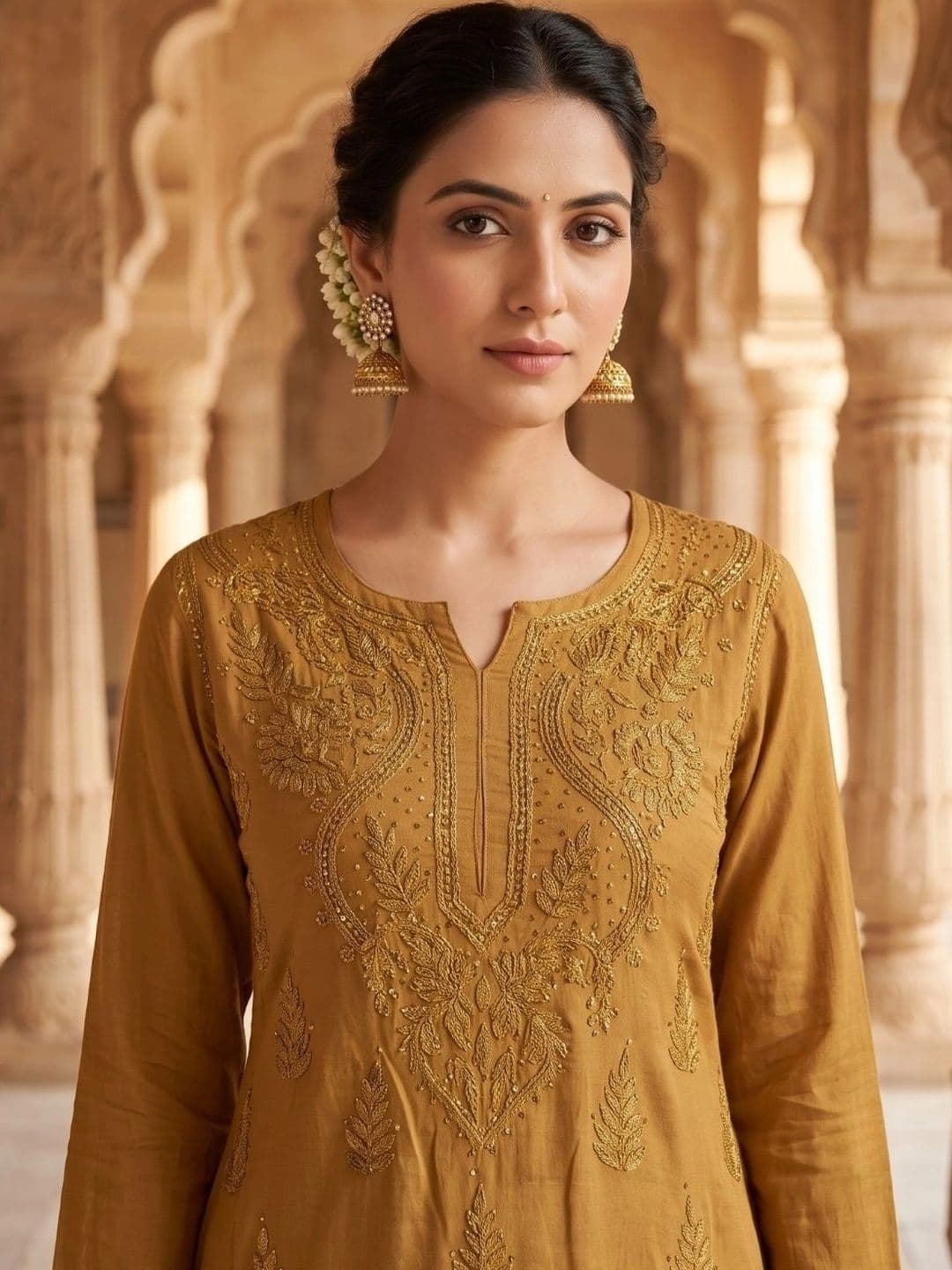Meiraas Studios Women Ethnic Motifs Embroidered Regular Thread Work Kurta with Palazzos thumbnail 3