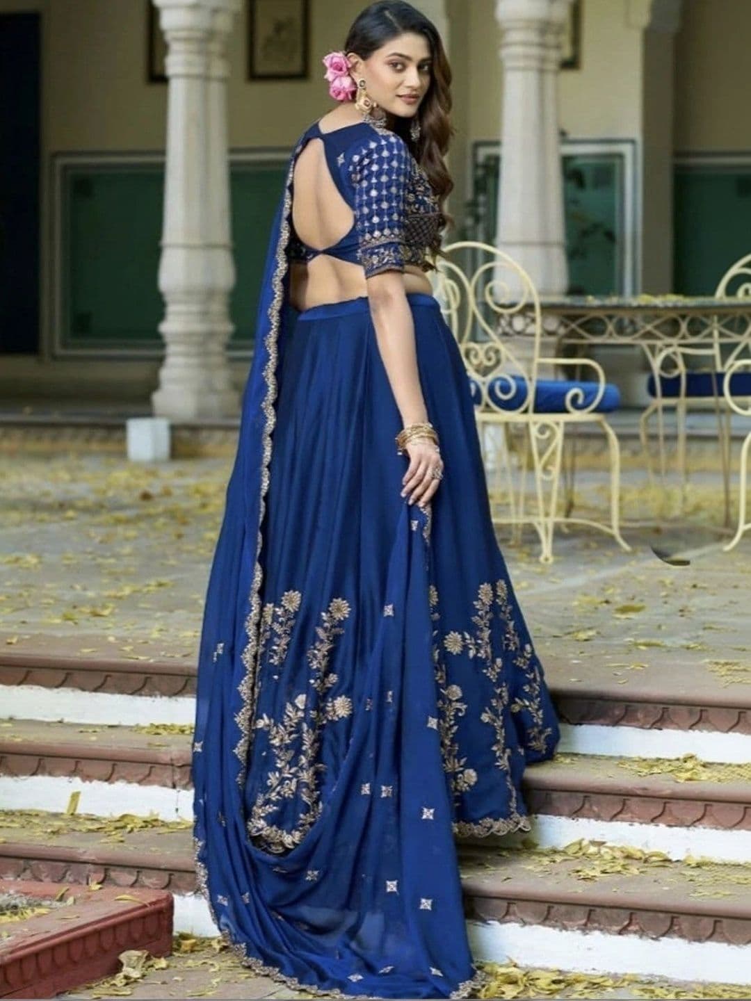 KALINI Embroidered Ready to Wear Lehenga & Unstitched Blouse With Dupatta thumbnail 3