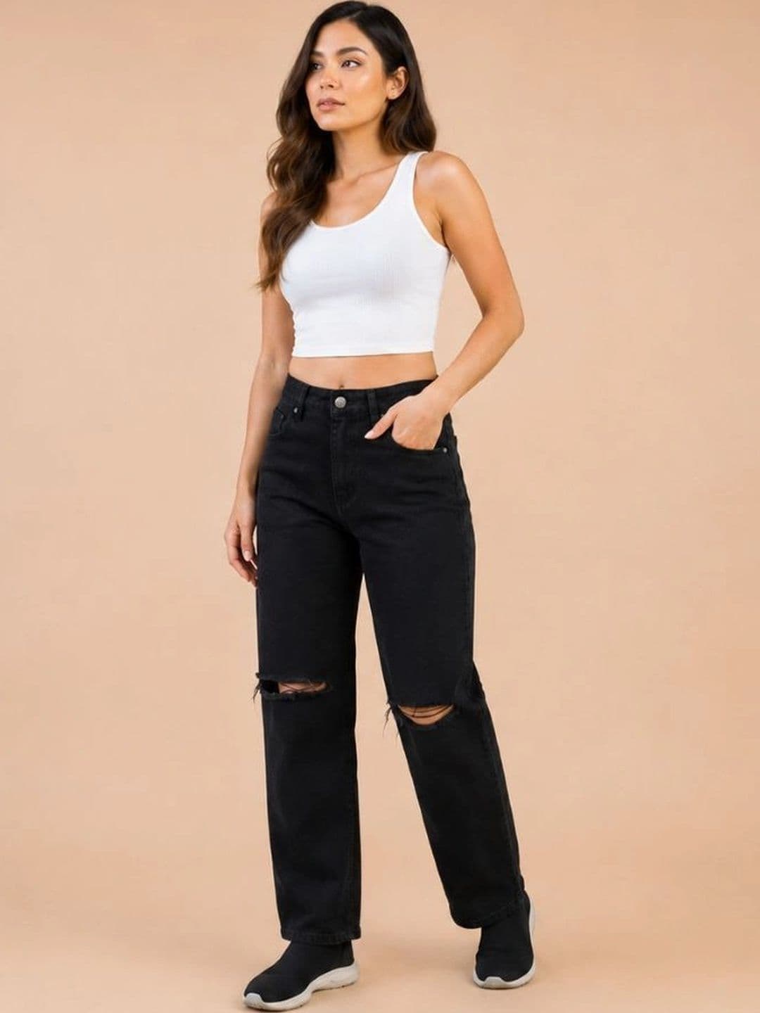 Moda Rapido Women Classic Regular Fit Mid-Rise Slash Knee Stretchable Jeans thumbnail 6