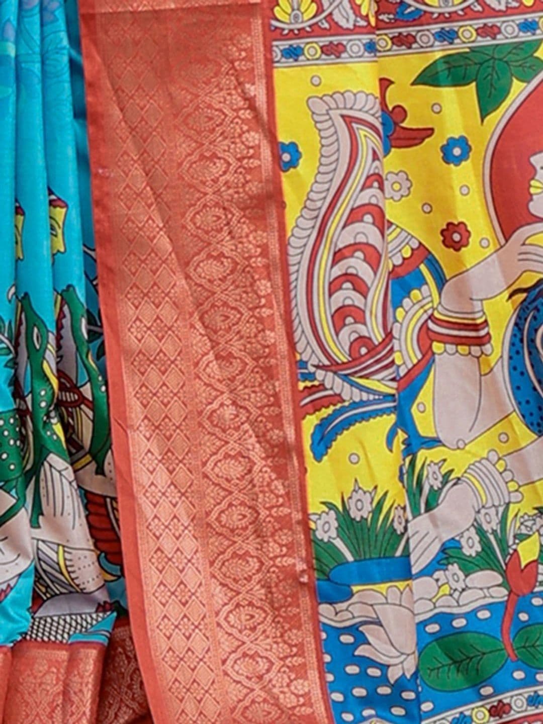 Satrani Kalamkari Zari Silk Blend Designer Saree thumbnail 5
