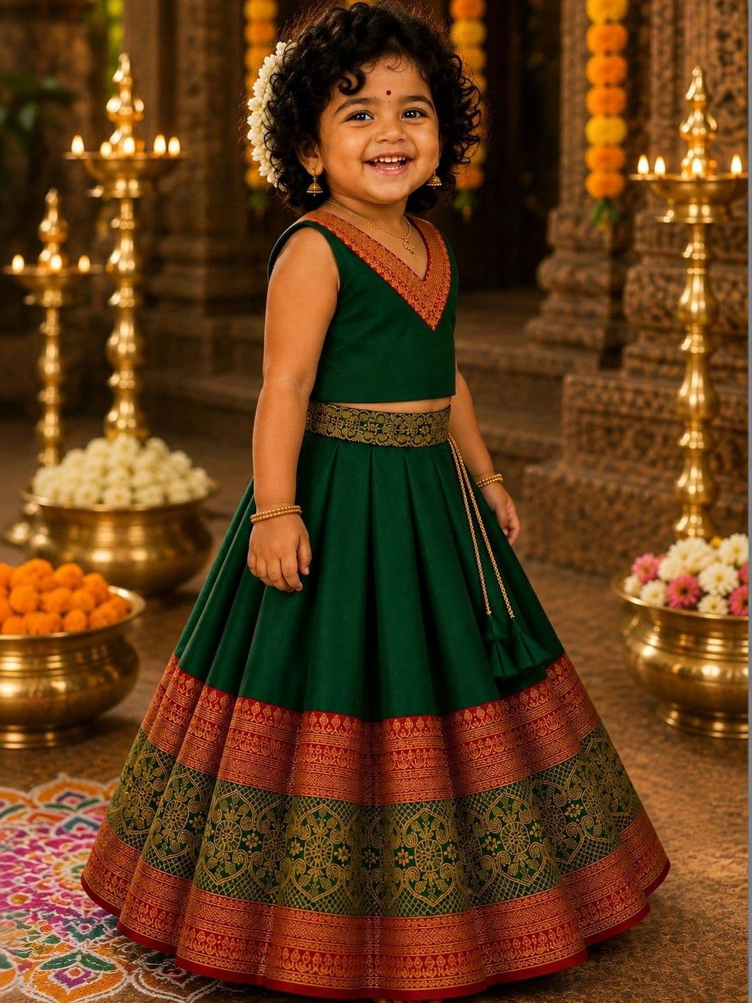 amzira Girls Embellished Ready to Wear Lehenga & thumbnail 2
