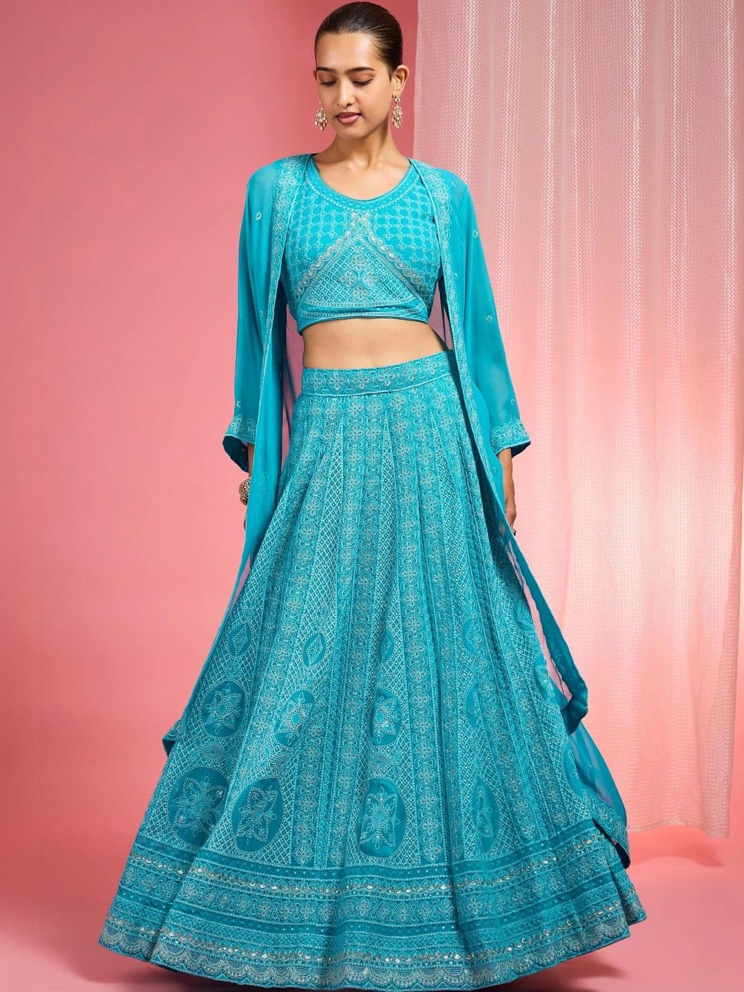 MILU MADAN Embroidered Thread Work Semi-Stitched - view 1