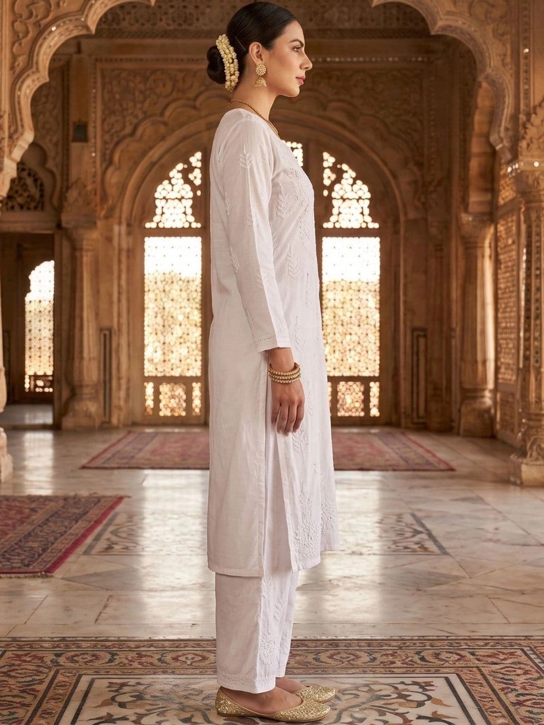 Meiraas Studios Women Ethnic Motifs Embroidered Regular Mirror Work Kurta with Palazzos thumbnail 3