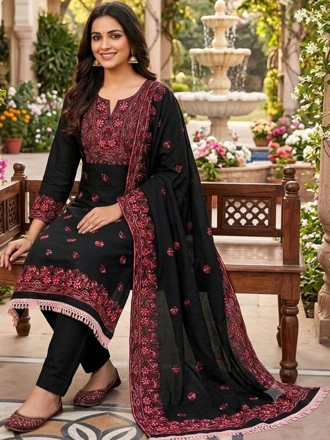 BlessAWeaves Art Silk Unstitched Dress Material thumbnail 2