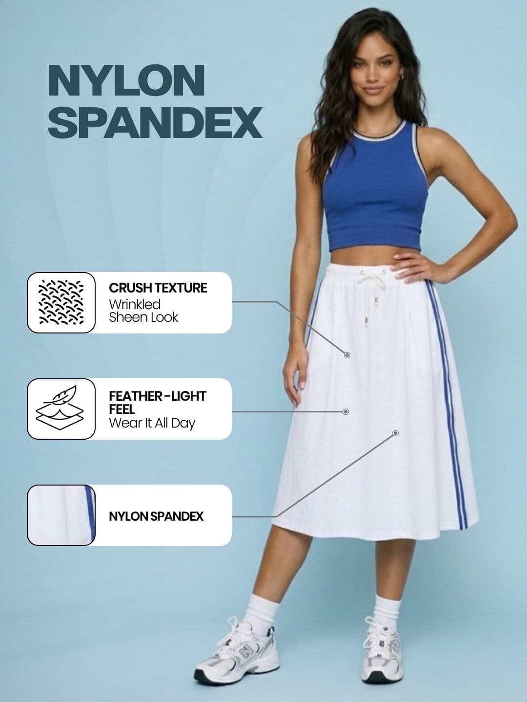 SPORT STREET by glitchez Women Knee Length A-Line Skirt with Side Stripes - view 1