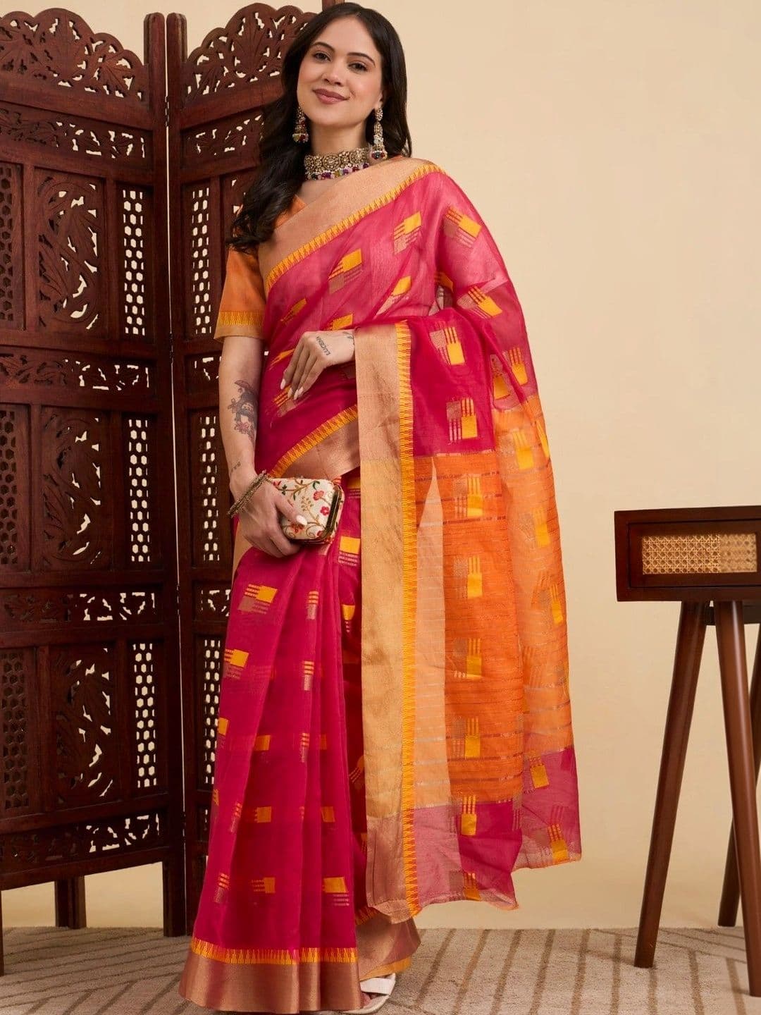 Sangria Woven Design Zari Designer Kota Saree - view 1