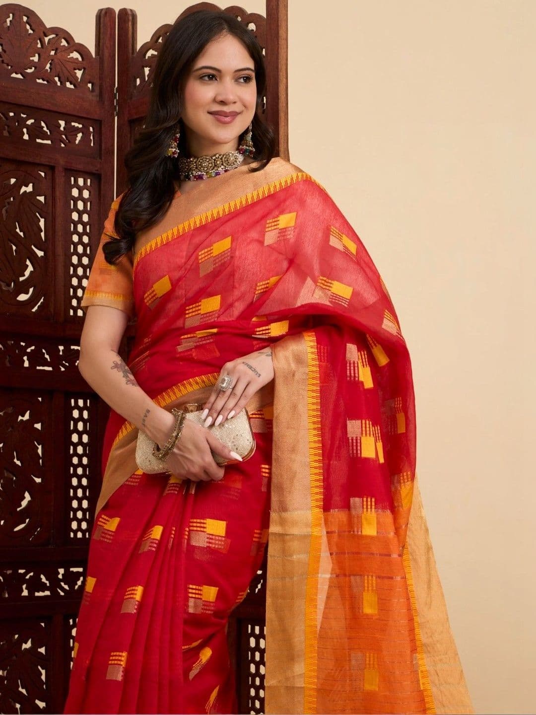 Sangria Woven Design Zari Designer Kota Saree thumbnail 5