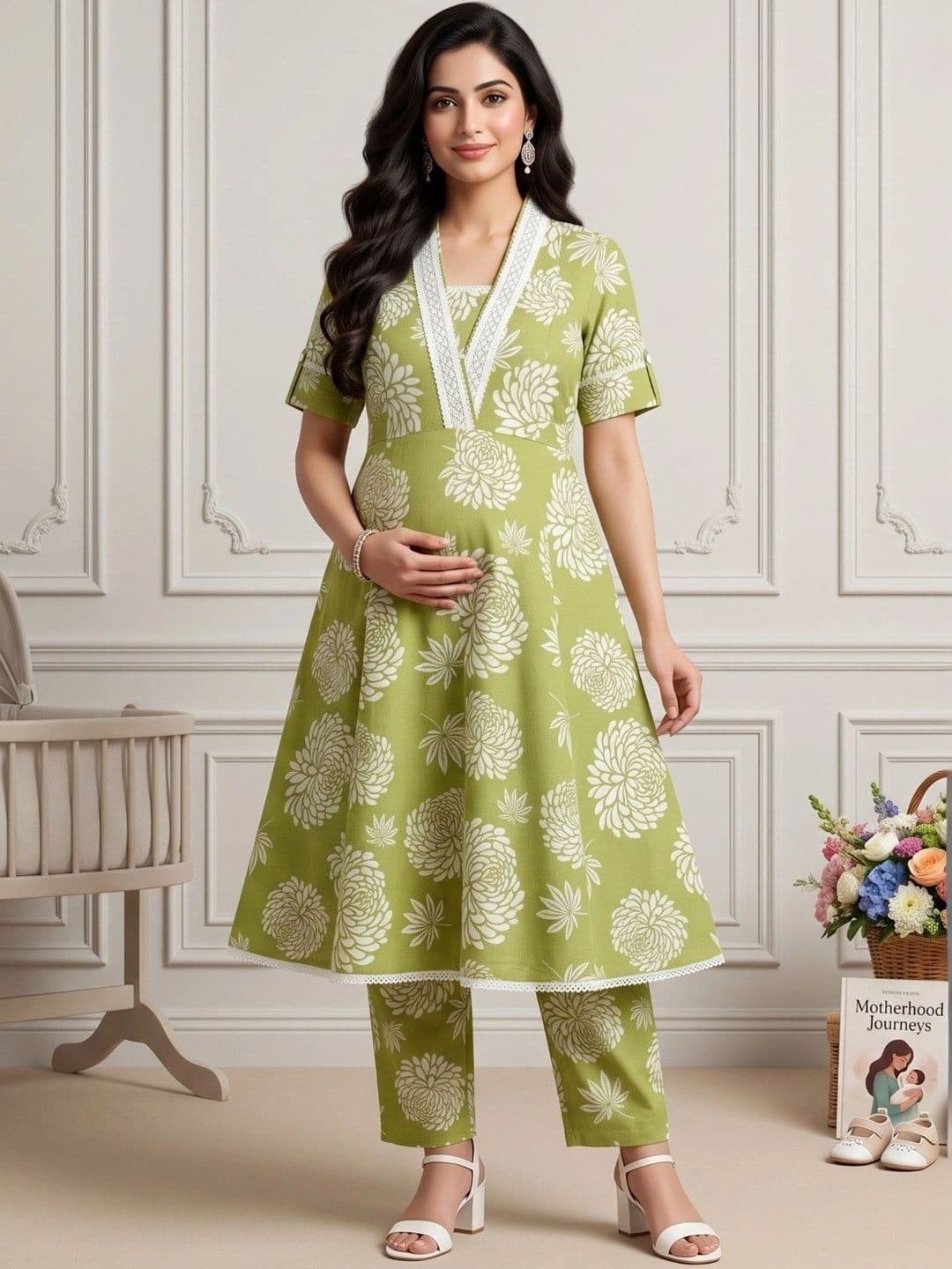 DUMMY SHAPE Women Floral Printed Empire Kurta with Trousers - view 1