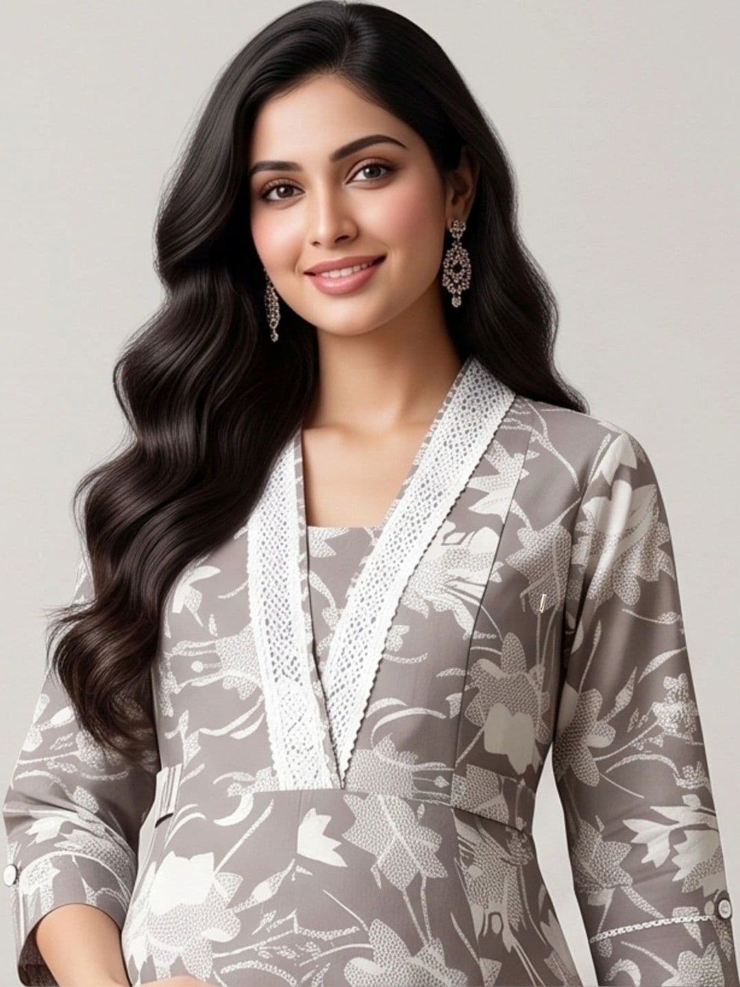 DUMMY SHAPE Women Floral Printed Empire Kurta with Trousers thumbnail 3