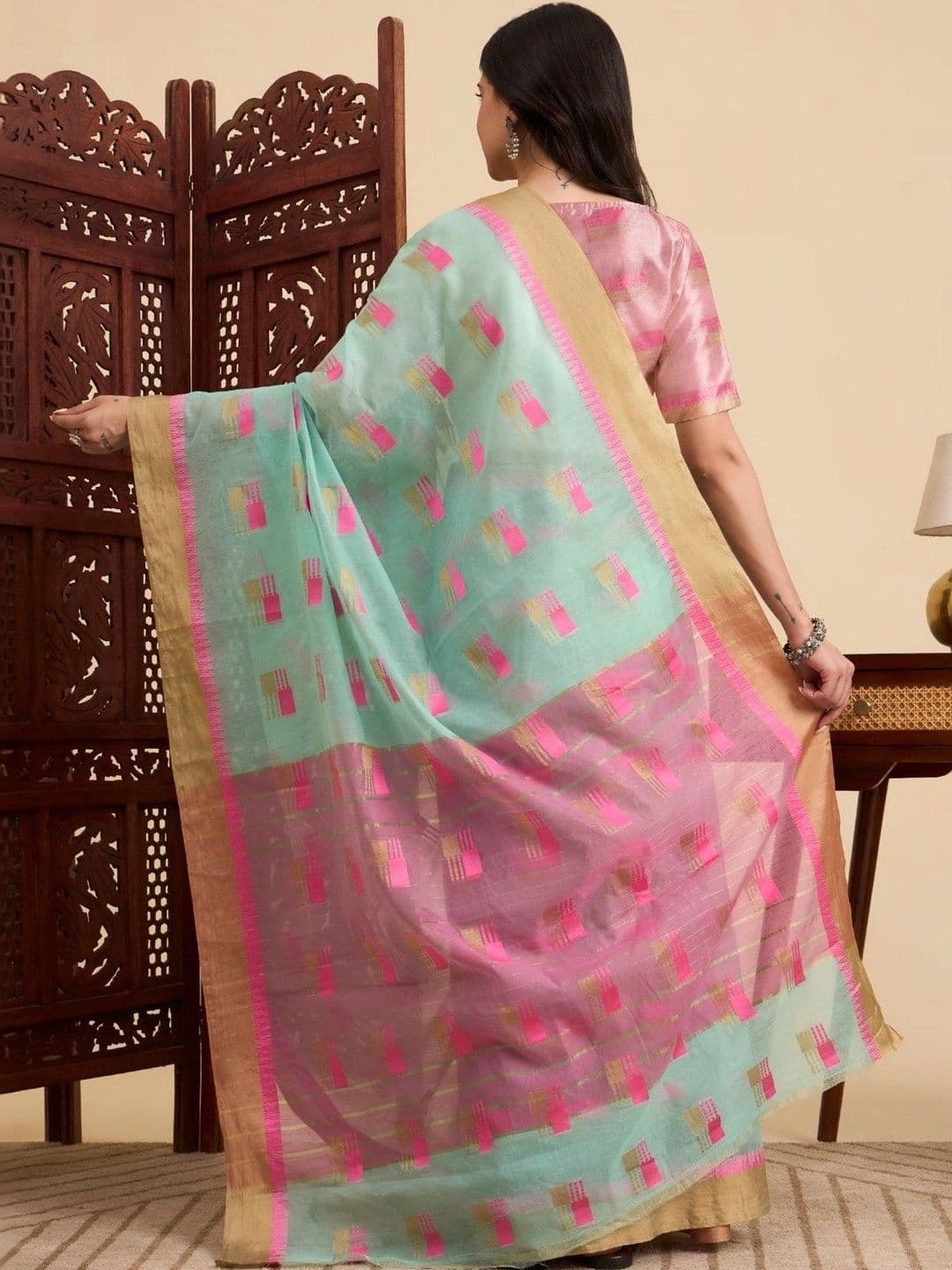 Sangria Woven Design Zari Designer Kota Saree thumbnail 5