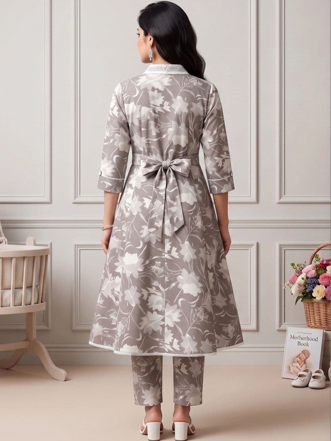 DUMMY SHAPE Women Floral Printed Empire Kurta with Trousers thumbnail 7
