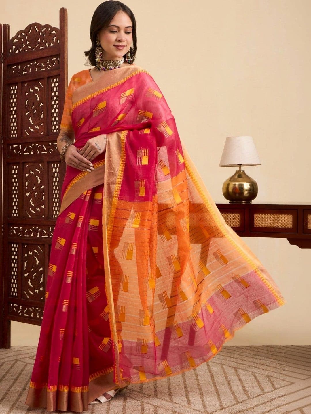 Sangria Woven Design Zari Designer Kota Saree thumbnail 3