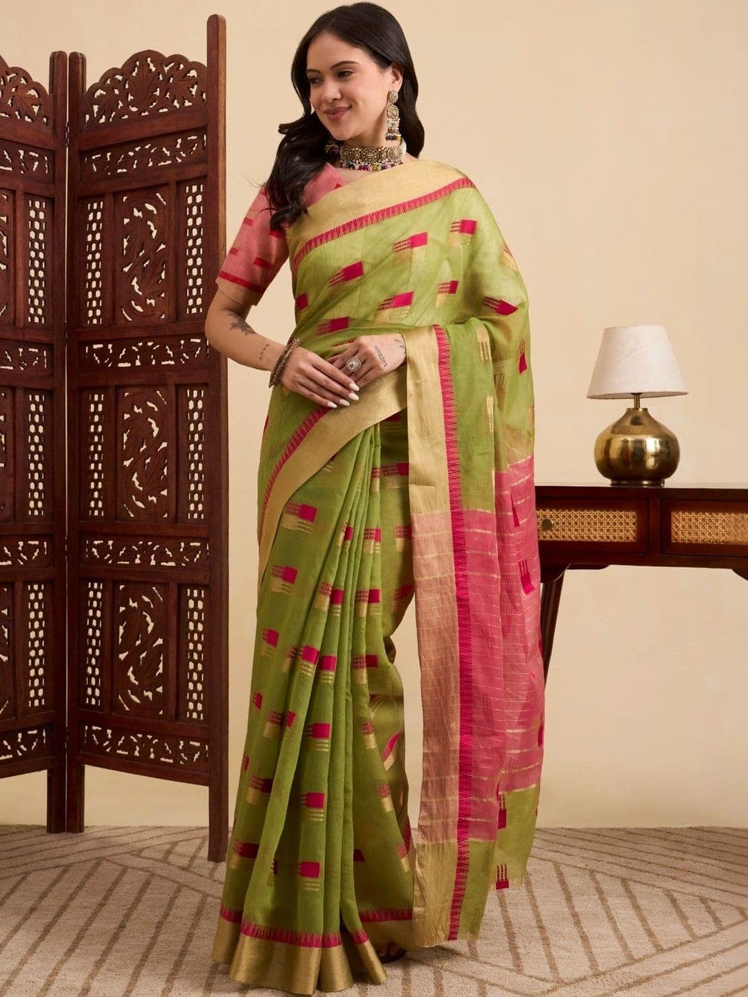 Sangria Woven Design Zari Designer Kota Saree - view 1