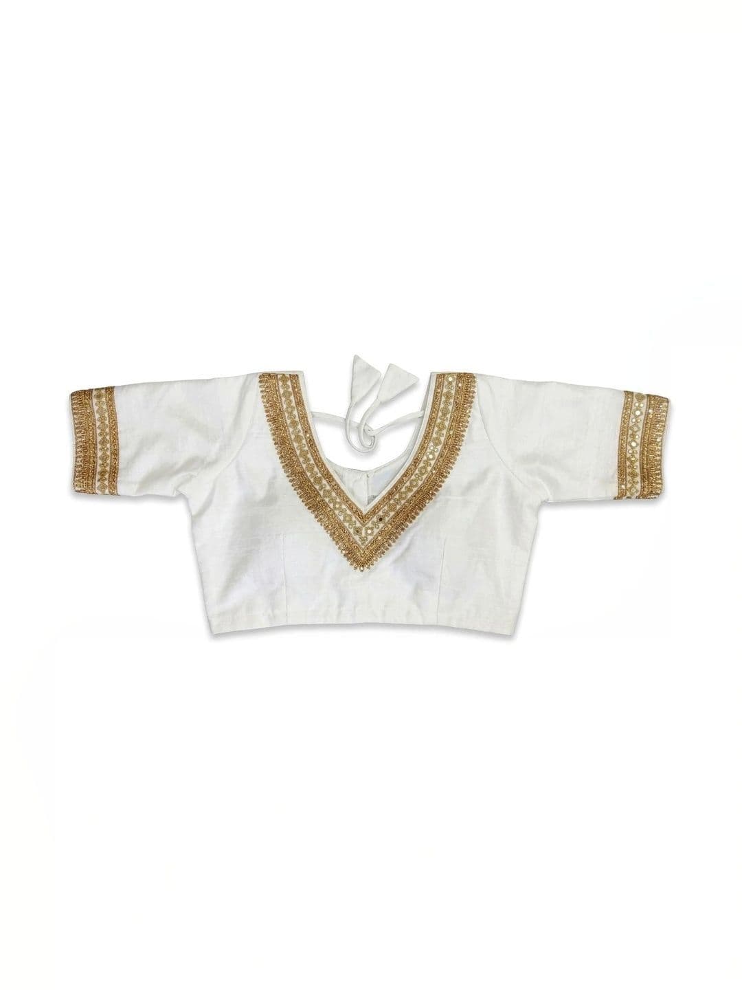 Binatex Cotton Embellished Zari Saree Blouse thumbnail 7
