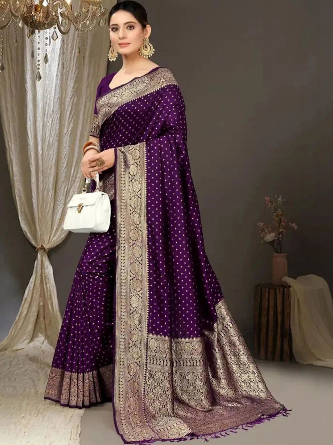 Nayram Fashion Woven Design Zari Silk Blend Kanjeevaram Saree thumbnail 4