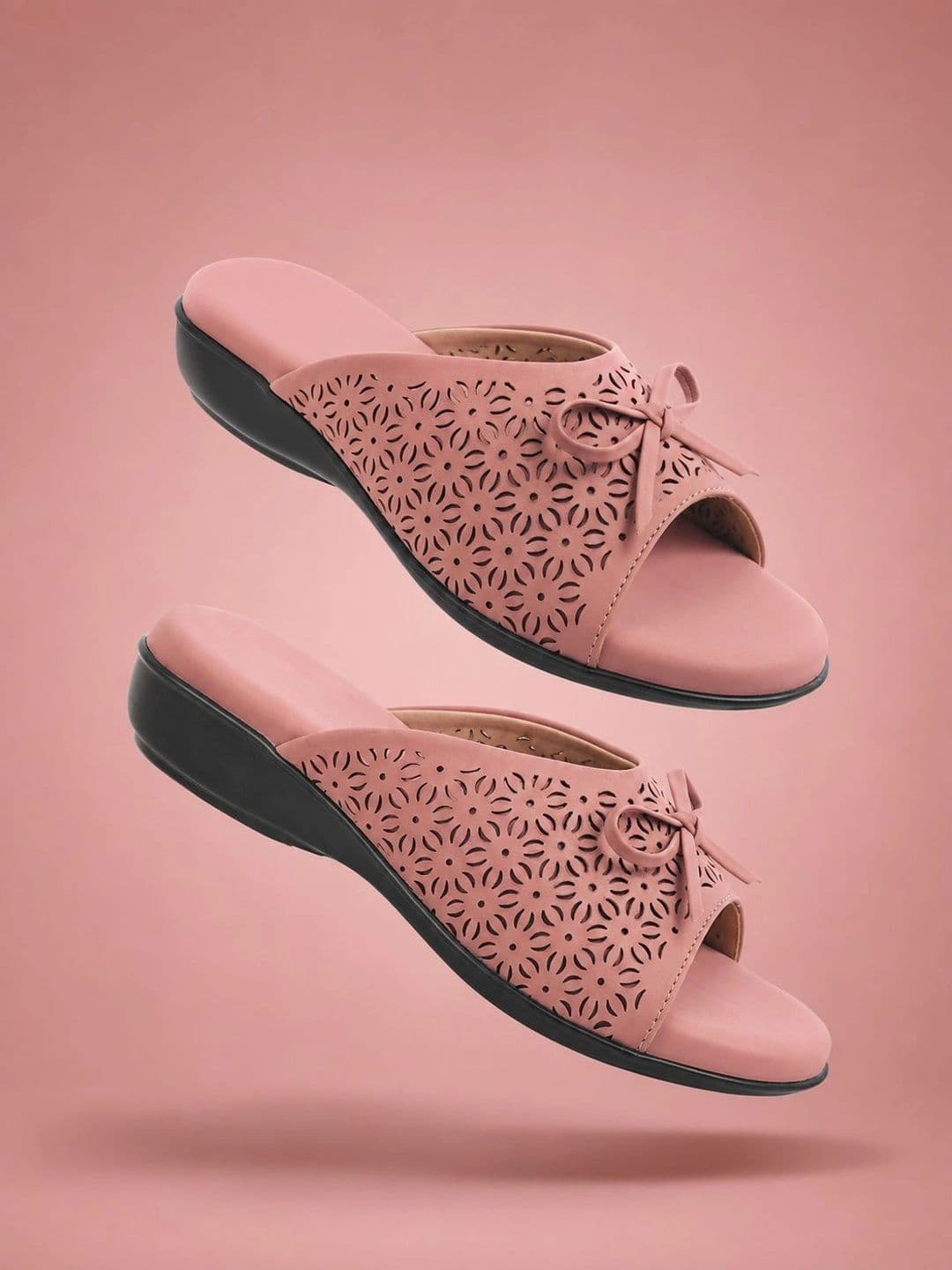 CORSICA Women Textured Open Toe Flats with Bows thumbnail 2