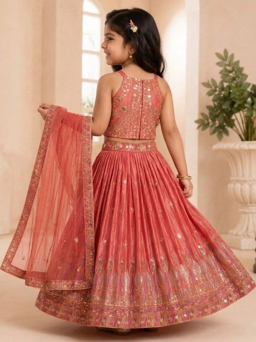 Moda Rapido Girls Embellished Mirror Work Ready to Wear Lehenga & Blouse With Dupatta thumbnail 4