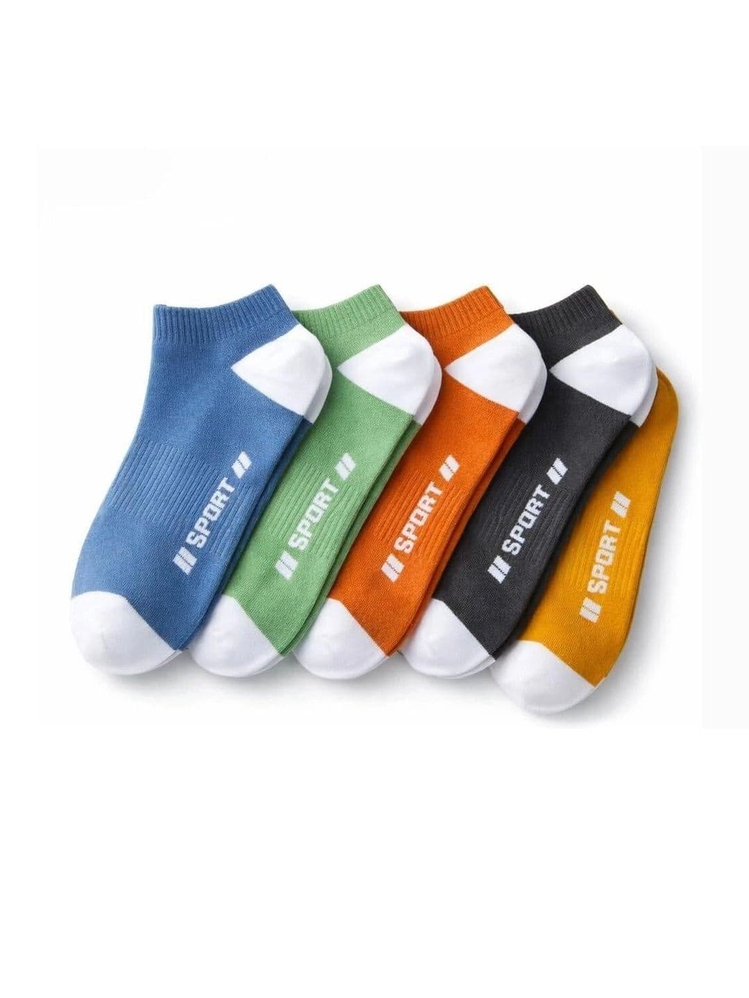 REDCARP Men Pack of 5 Cotton Colourblocked Ankle Length Socks thumbnail 3