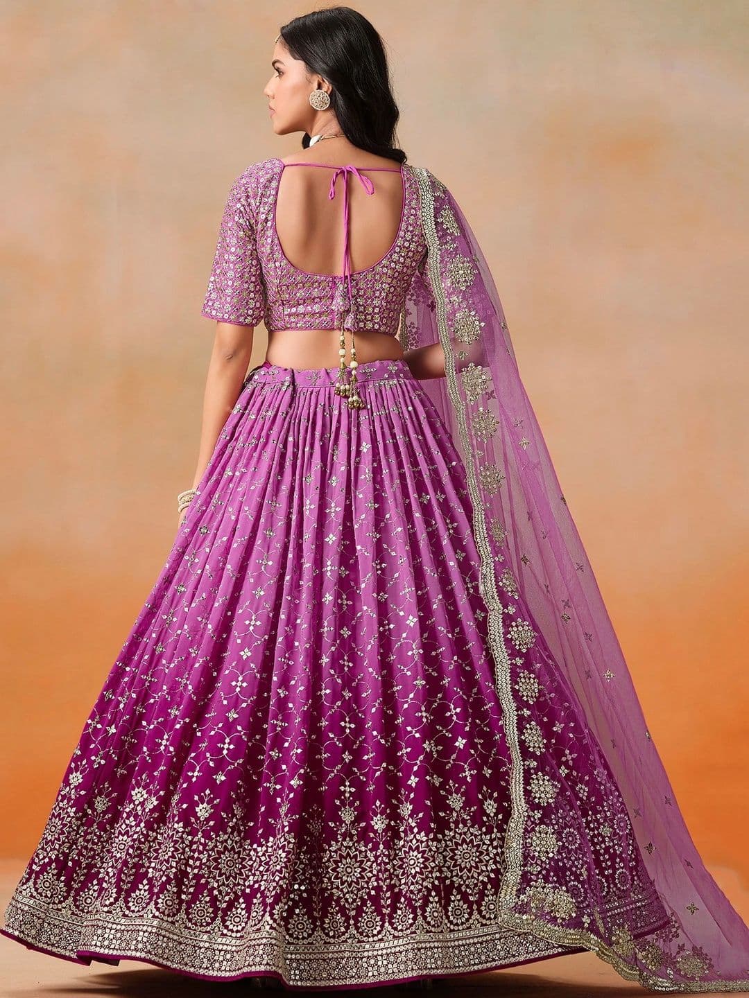 Zeel Clothing Embellished Sequinned Semi-Stitched Lehenga & Unstitched Blouse With Dupatta thumbnail 3