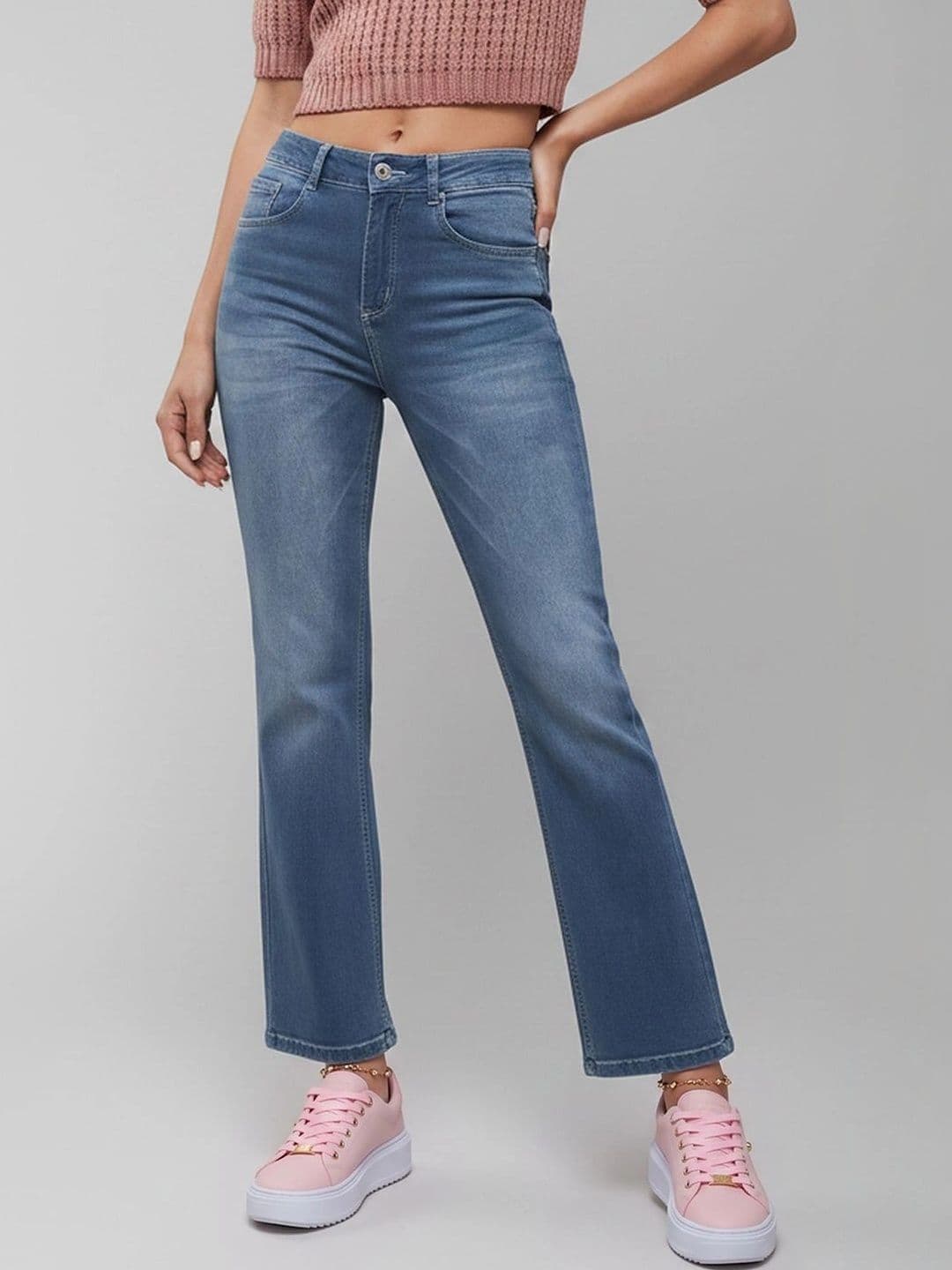 Mast & Harbour Women Wide Leg Mid-Rise Light Fade Stretchable Jeans - view 1