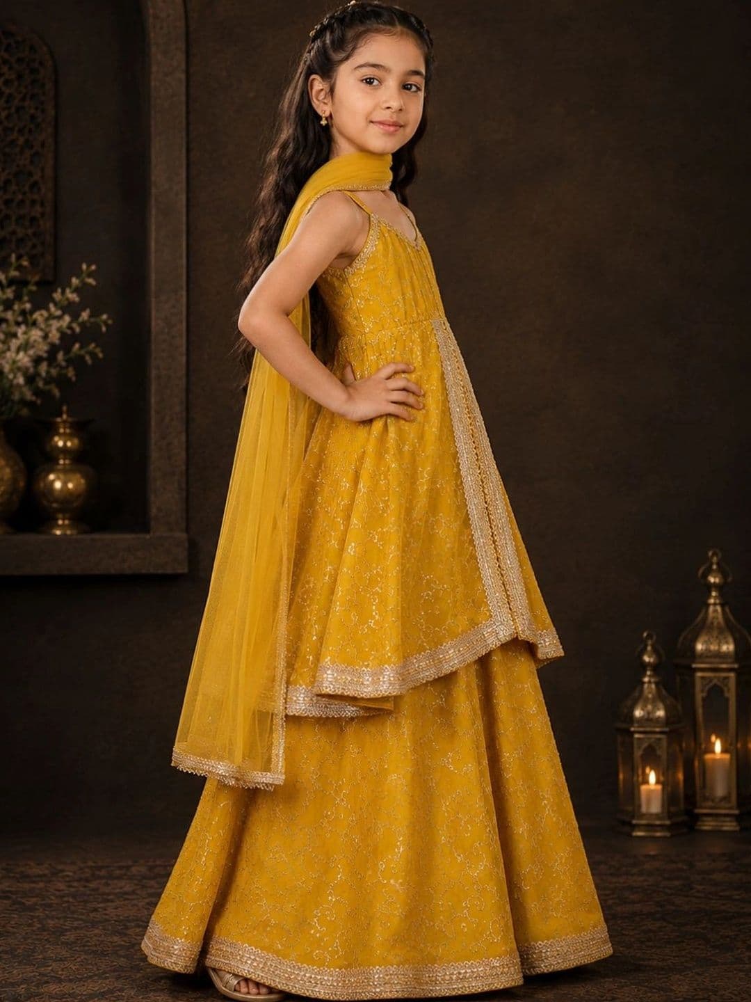 Superminis Girls Embellished Sequinned Ready to Wear Lehenga & Blouse With Dupatta thumbnail 5