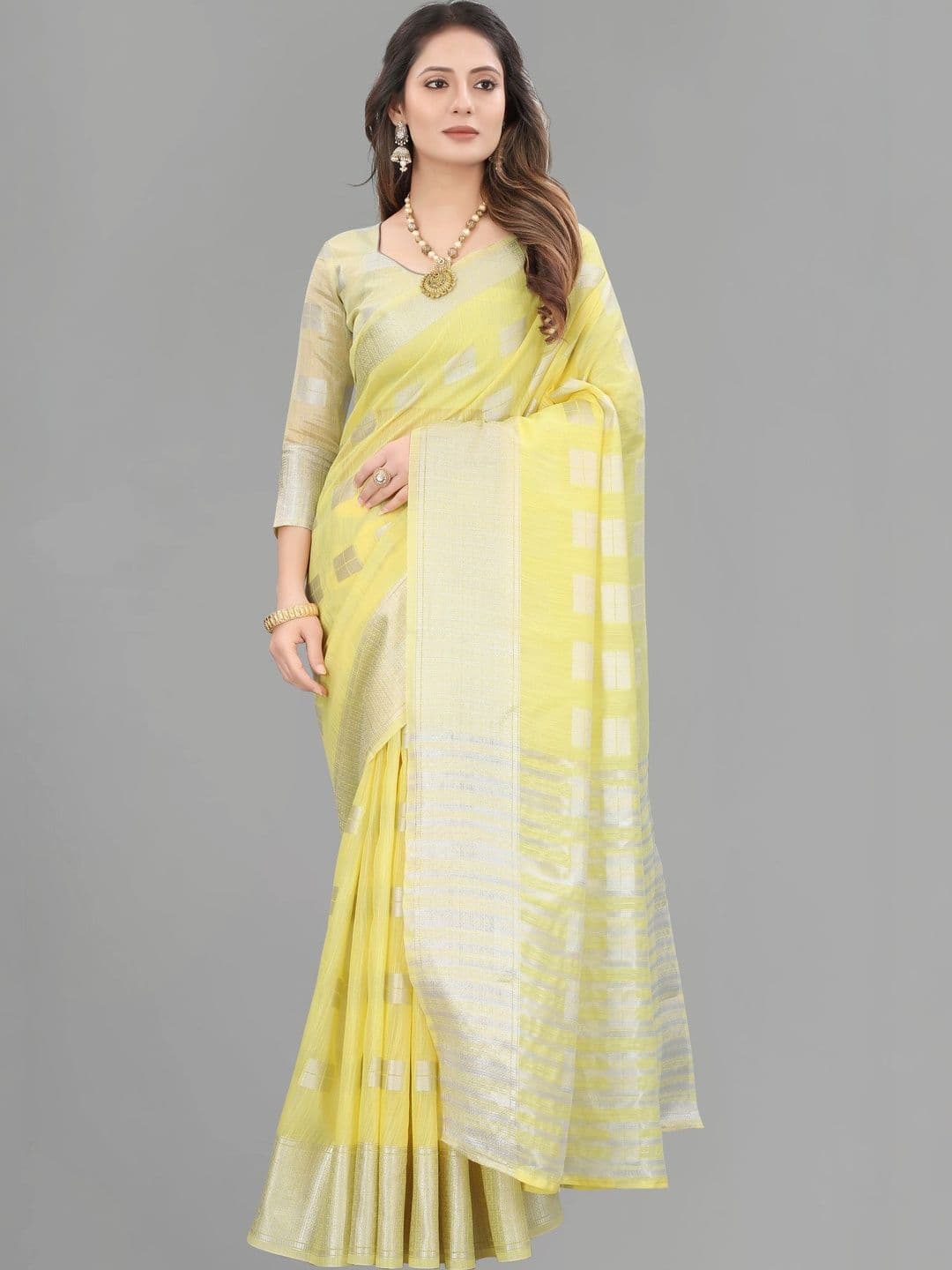 DEVANSH ENTERPRISE Woven Design Zari Silk Blend Banarasi Saree - view 1