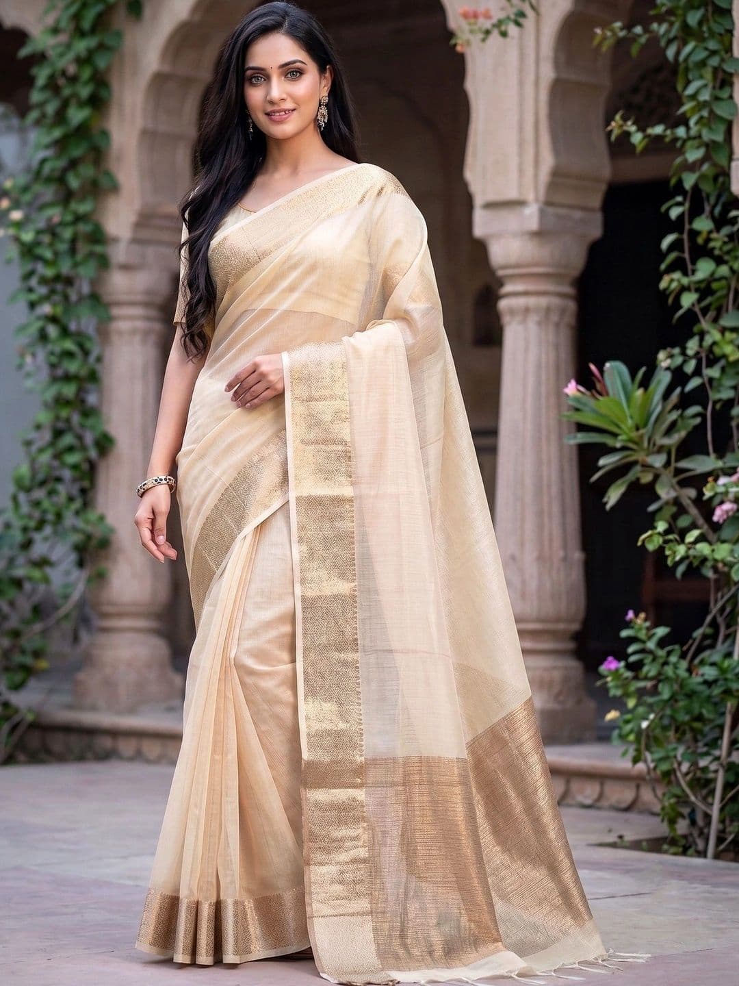 Naveera Woven Design Zari Pure Cotton Designer Banarasi Saree - view 1