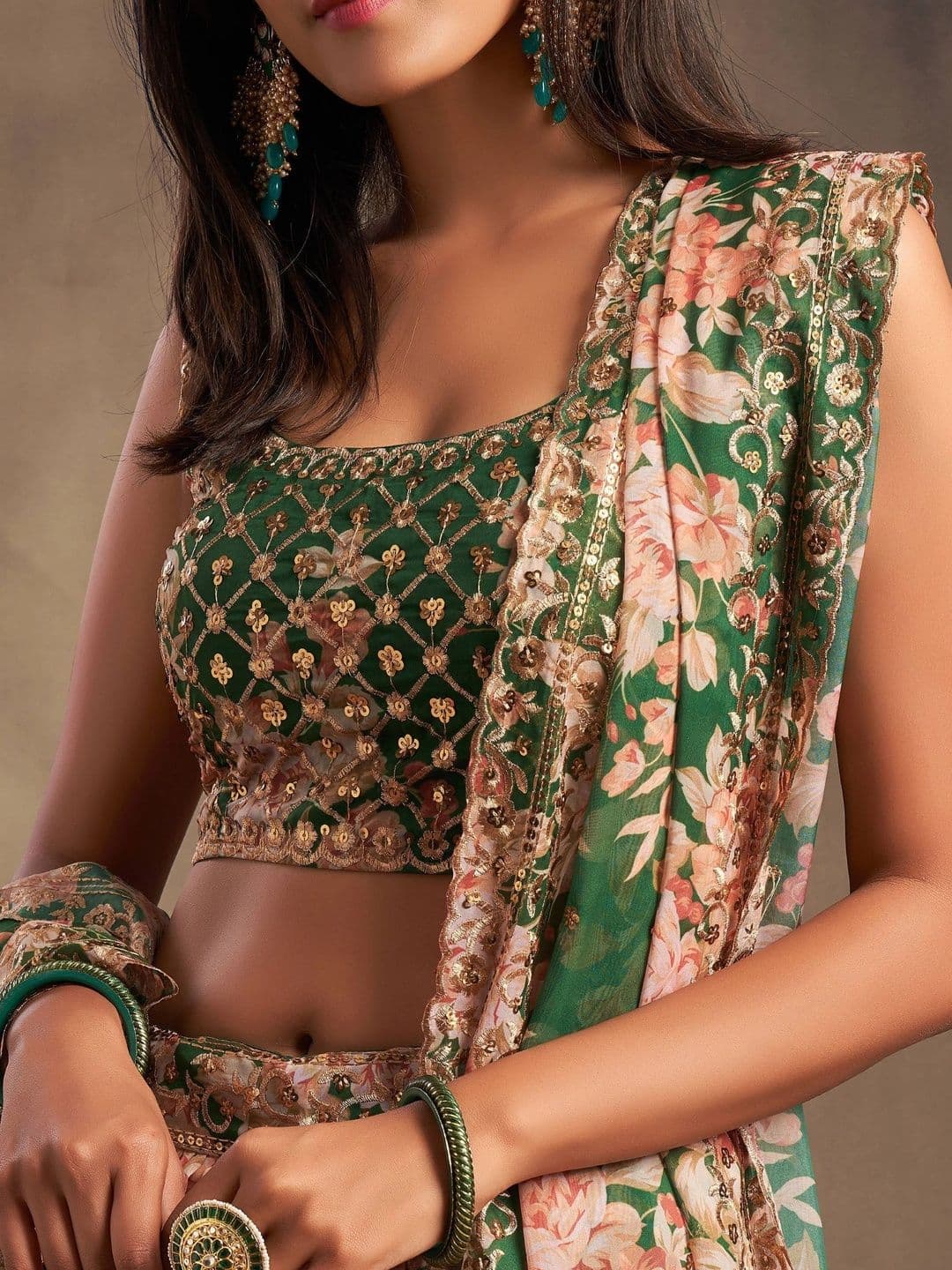 Zeel Clothing Embellished Sequinned Semi-Stitched Lehenga & Unstitched Blouse With Dupatta thumbnail 7