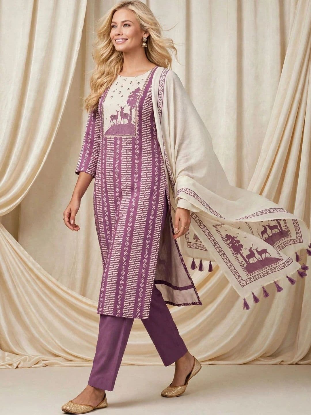 WaCraz Printed Pure Cotton Semi-Stitched Dress Material thumbnail 7