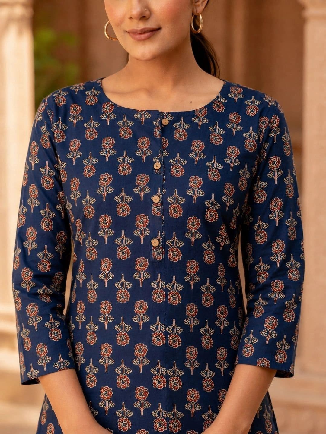 FERANOID Floral Printed Pure Cotton Short Kurti thumbnail 2