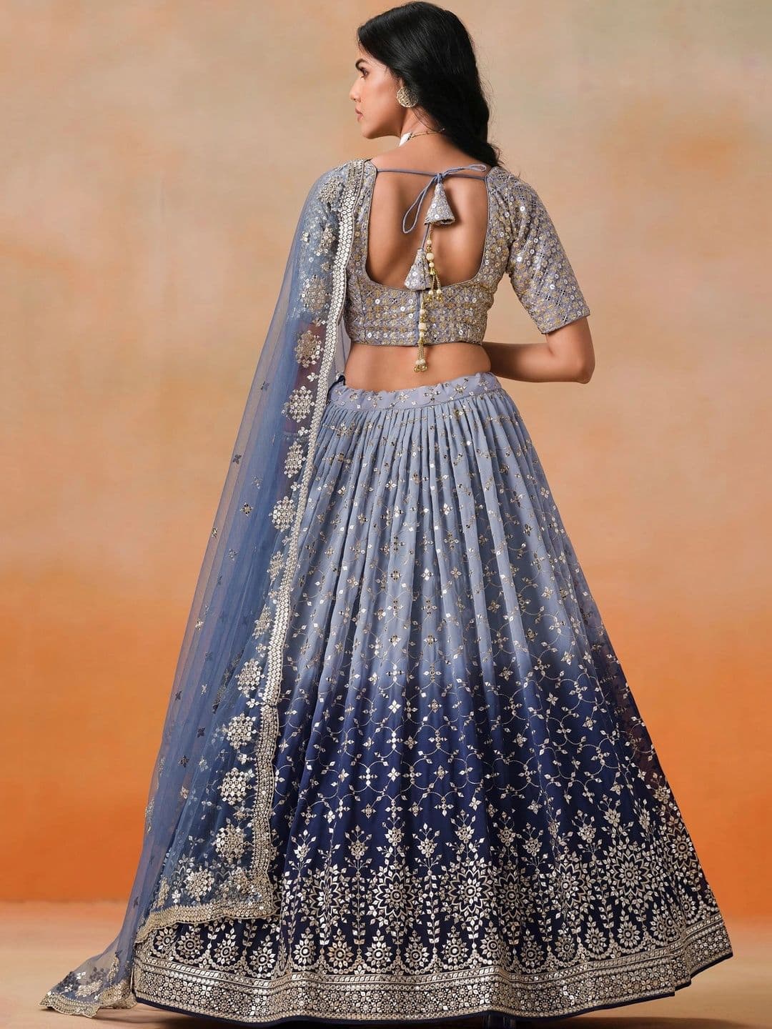 Zeel Clothing Embellished Sequinned Semi-Stitched Lehenga & Unstitched Blouse With Dupatta thumbnail 4