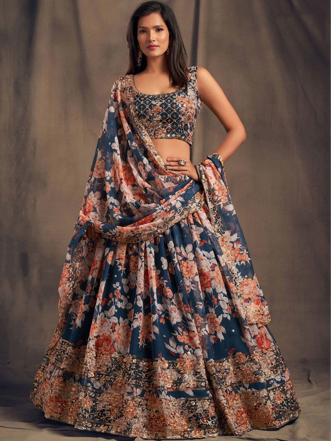 Zeel Clothing Embellished Sequinned Semi-Stitched Lehenga & Unstitched Blouse With Dupatta - view 1