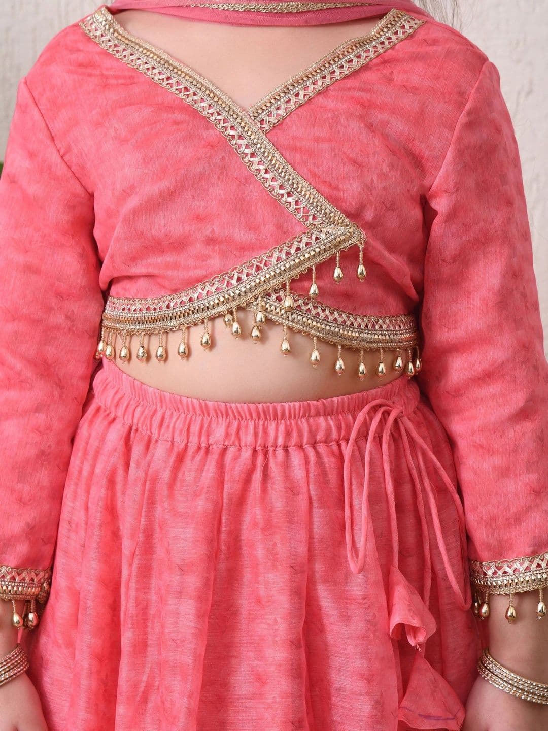 Indi-Loom Couture Girls Embellished Ready to Wear Lehenga & Blouse With Dupatta thumbnail 5