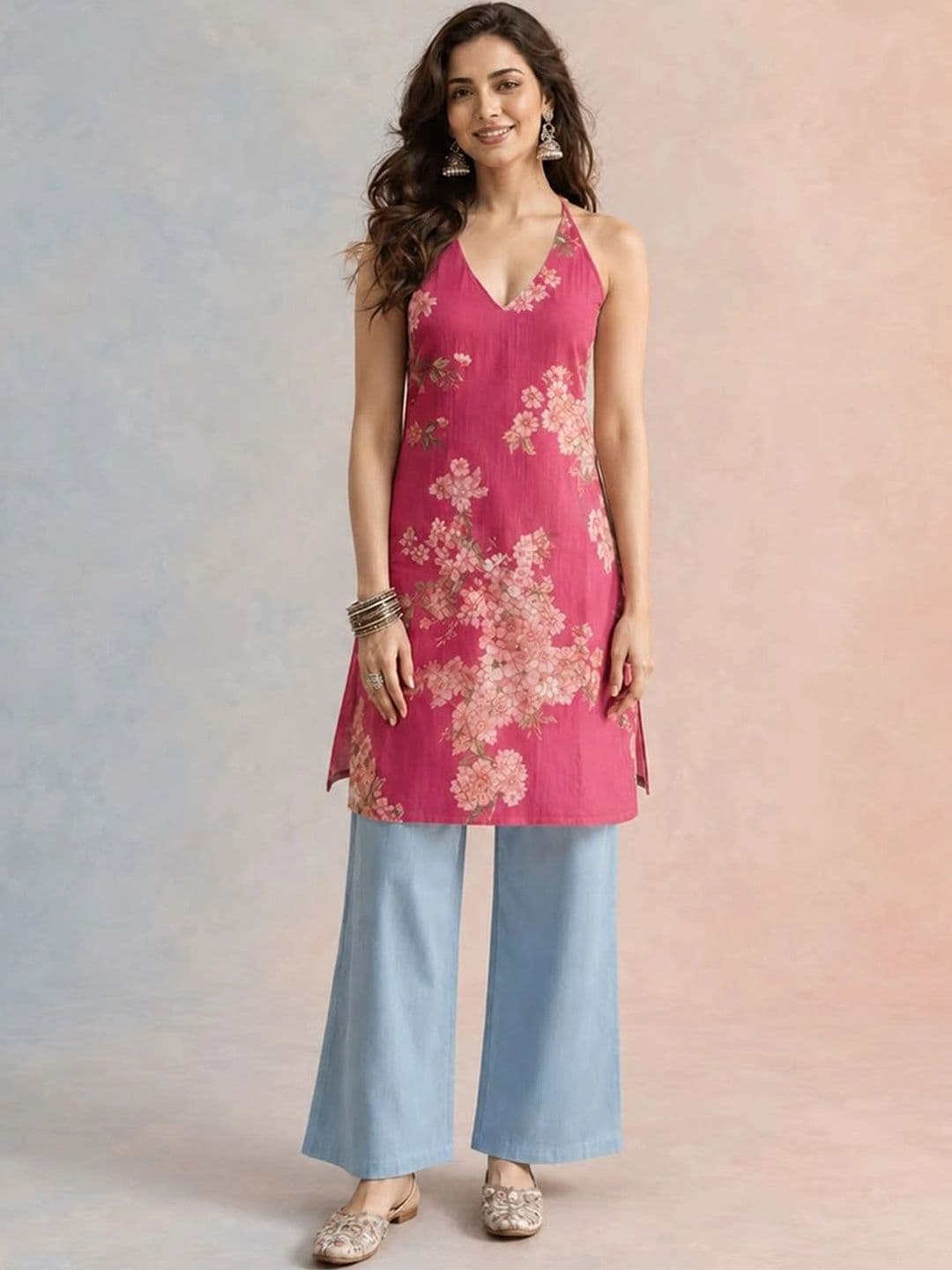 Varanga Women Floral Printed Summer Sheers Kurta - view 1