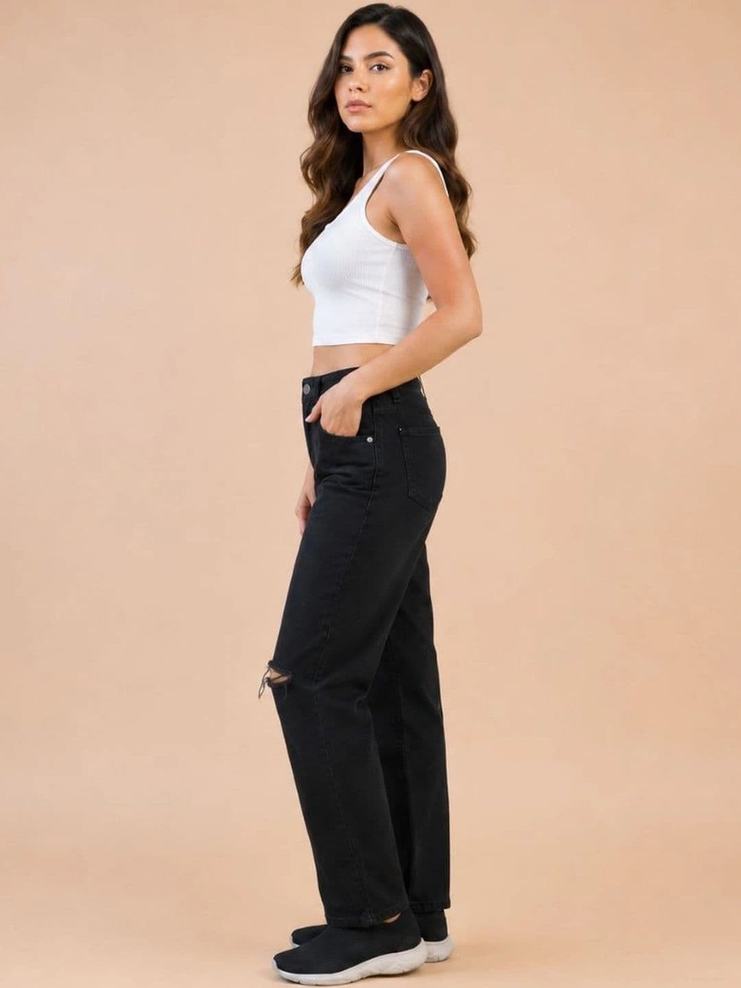 COMFITS Women Classic Regular Fit Mid-Rise Slash Knee Stretchable Jeans thumbnail 6