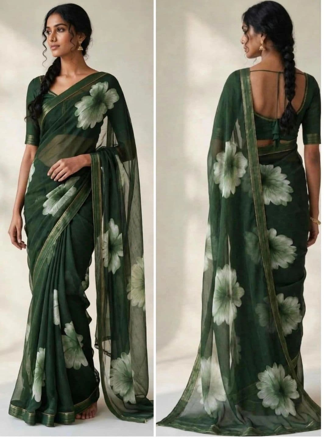 Style And Shine Floral Poly Georgette Saree thumbnail 3