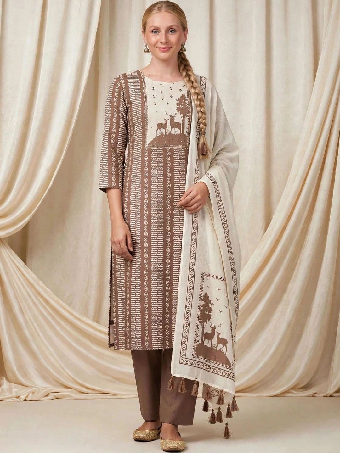 Haranozy Printed Pure Cotton Semi-Stitched Dress Material - view 1