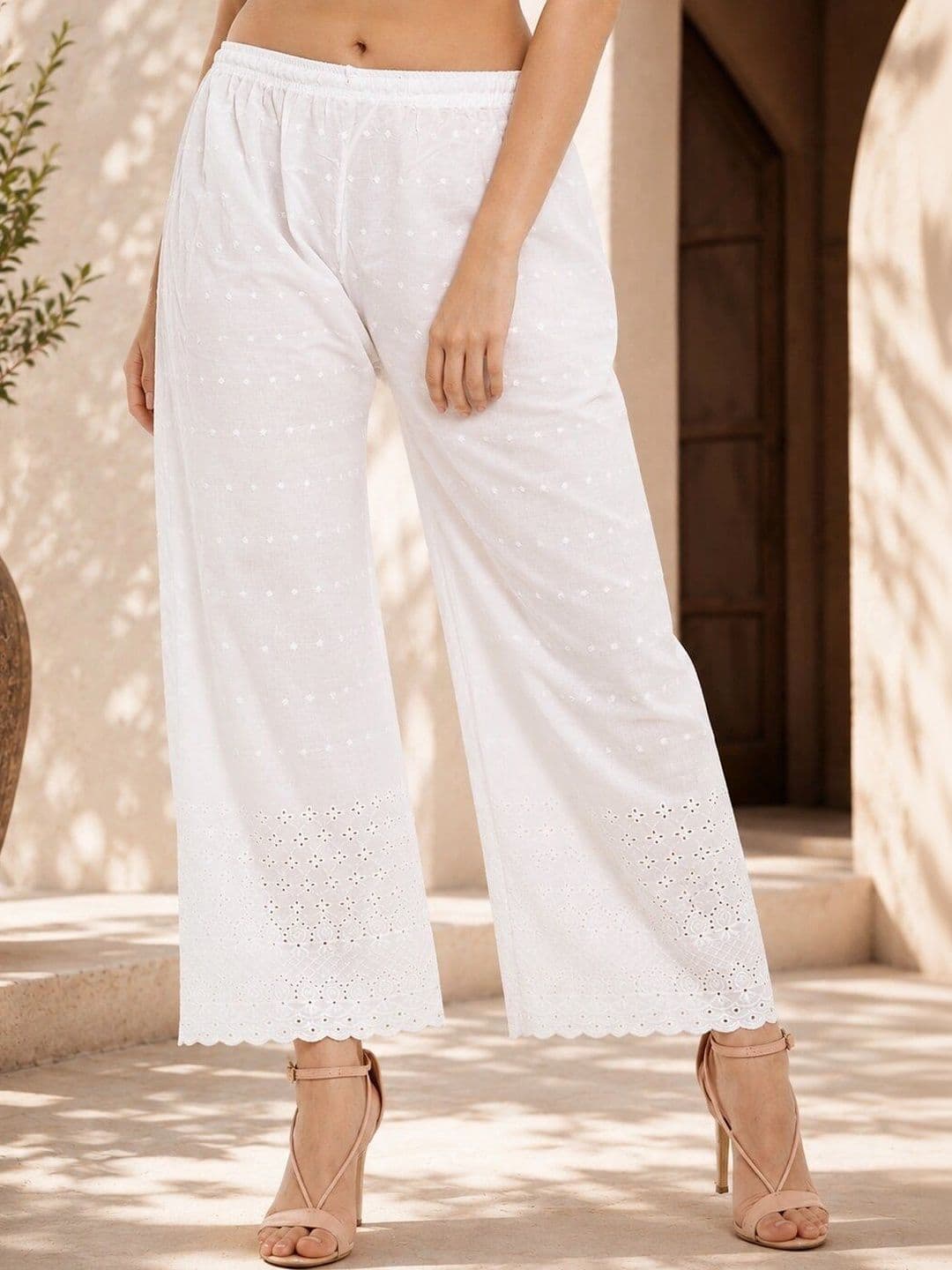 Miaz Lifestyle Women Embroidered Knitted Ethnic Palazzos - view 1