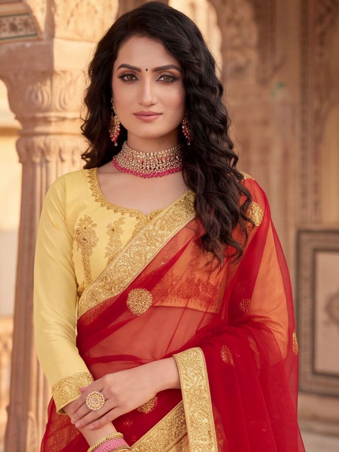 Sangria Embroidered Semi-Stitched Lehenga & Unstitched Blouse With Dupatta thumbnail 6