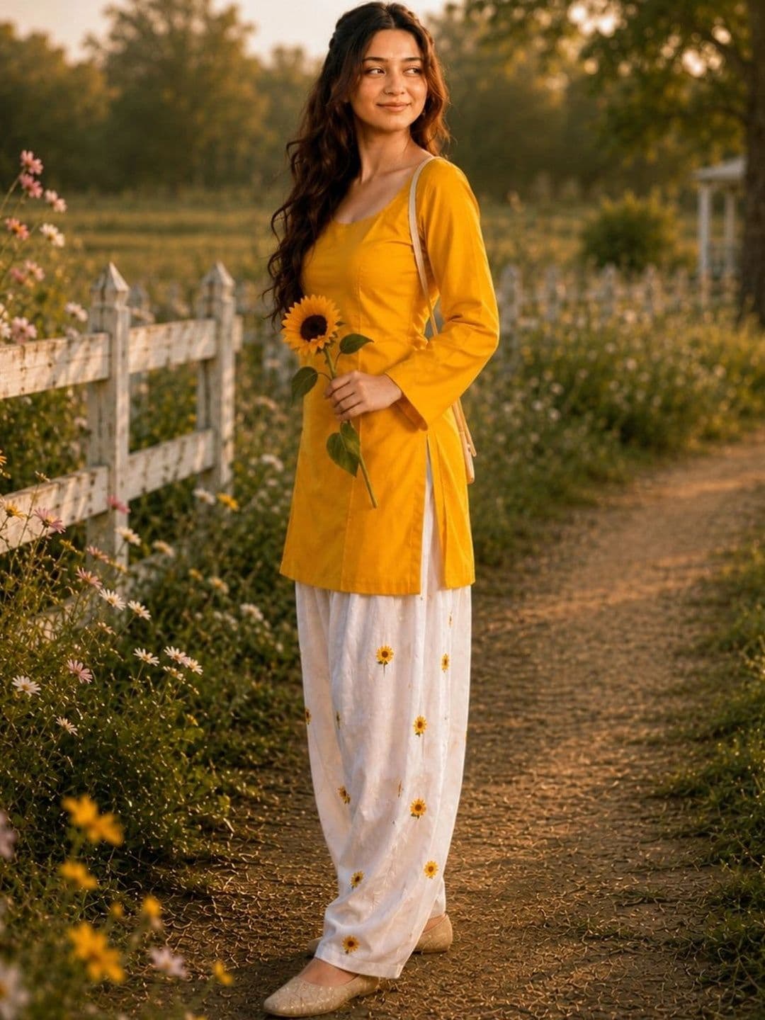 HERE&NOW Women Floral Regular Kurti with Patiala thumbnail 2