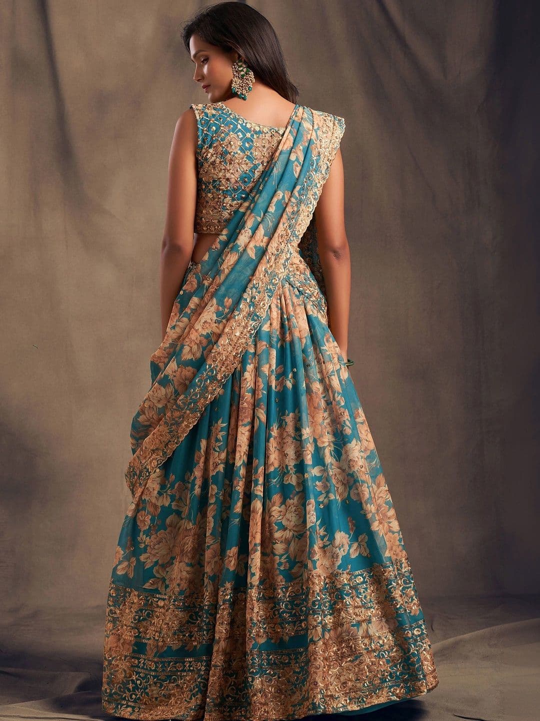 Zeel Clothing Embroidered Sequinned Semi-Stitched Lehenga & Unstitched Blouse With Dupatta thumbnail 7