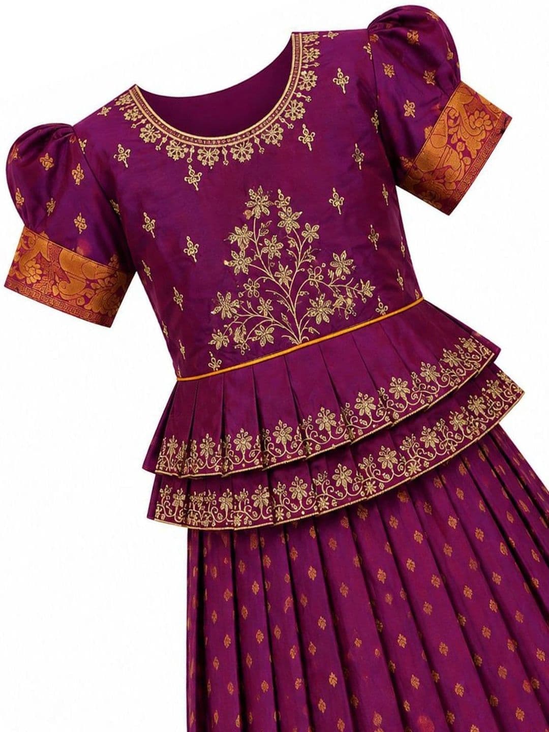 AMIRTHA FASHION Girls Embellished Thread Work Ready to Wear Lehenga & thumbnail 2