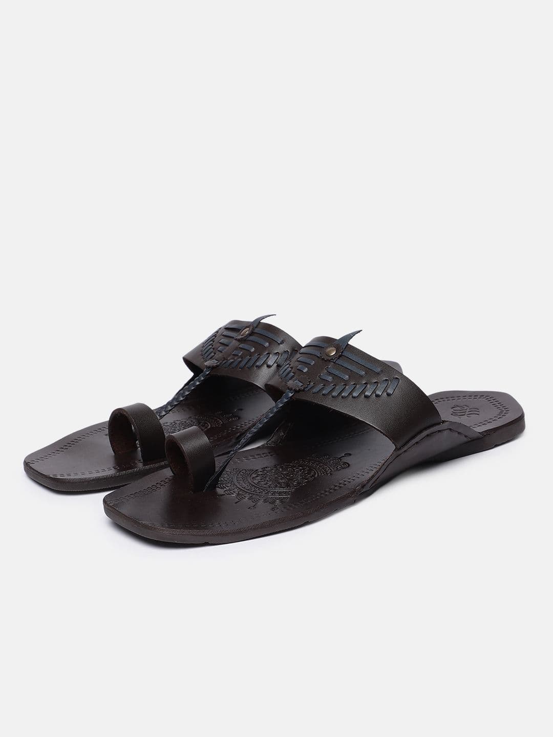 House of Pataudi Men Leather Kolhapuri Comfort Sandals thumbnail 3