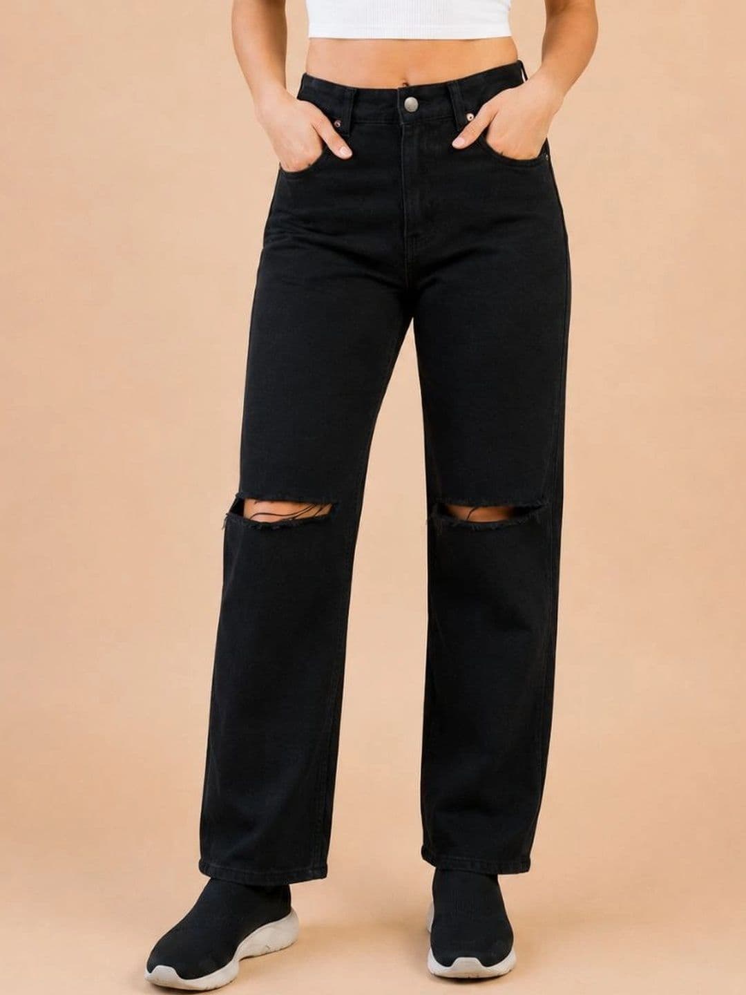 COMFITS Women Classic Regular Fit Mid-Rise Slash Knee Stretchable Jeans - view 1