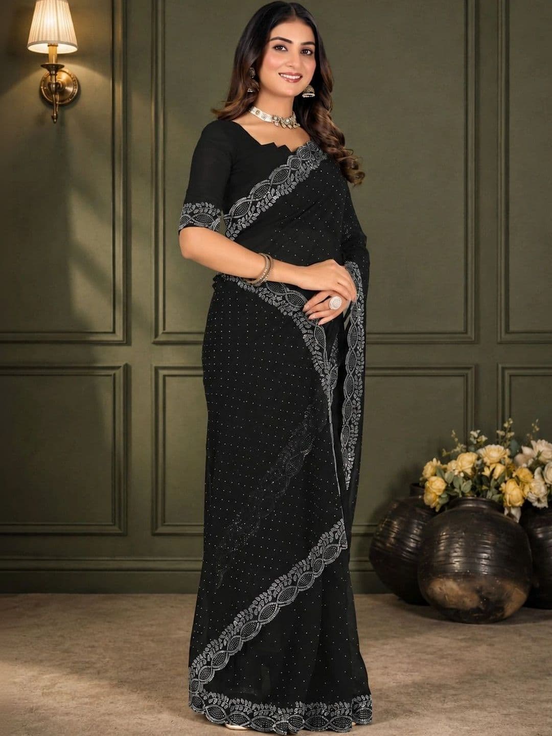 RENBRIZA Poly Georgette Saree thumbnail 7