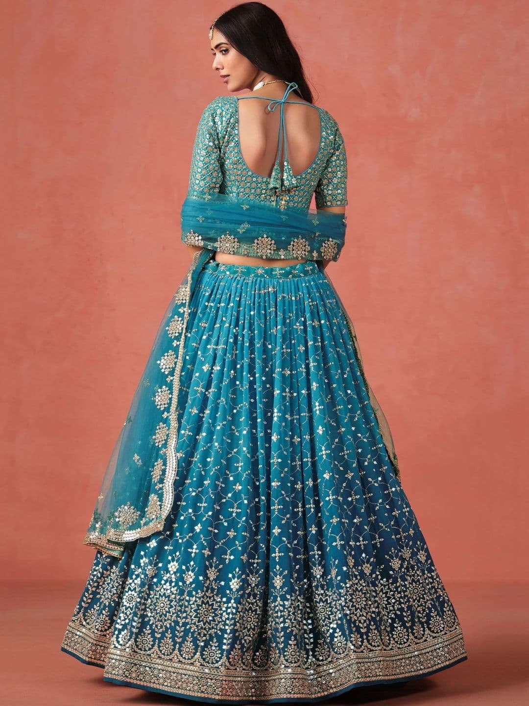 Zeel Clothing Embellished Sequinned Semi-Stitched Lehenga & Unstitched Blouse With Dupatta thumbnail 5