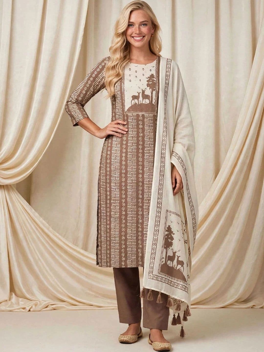 WaCraz Printed Pure Cotton Semi-Stitched Dress Material thumbnail 2