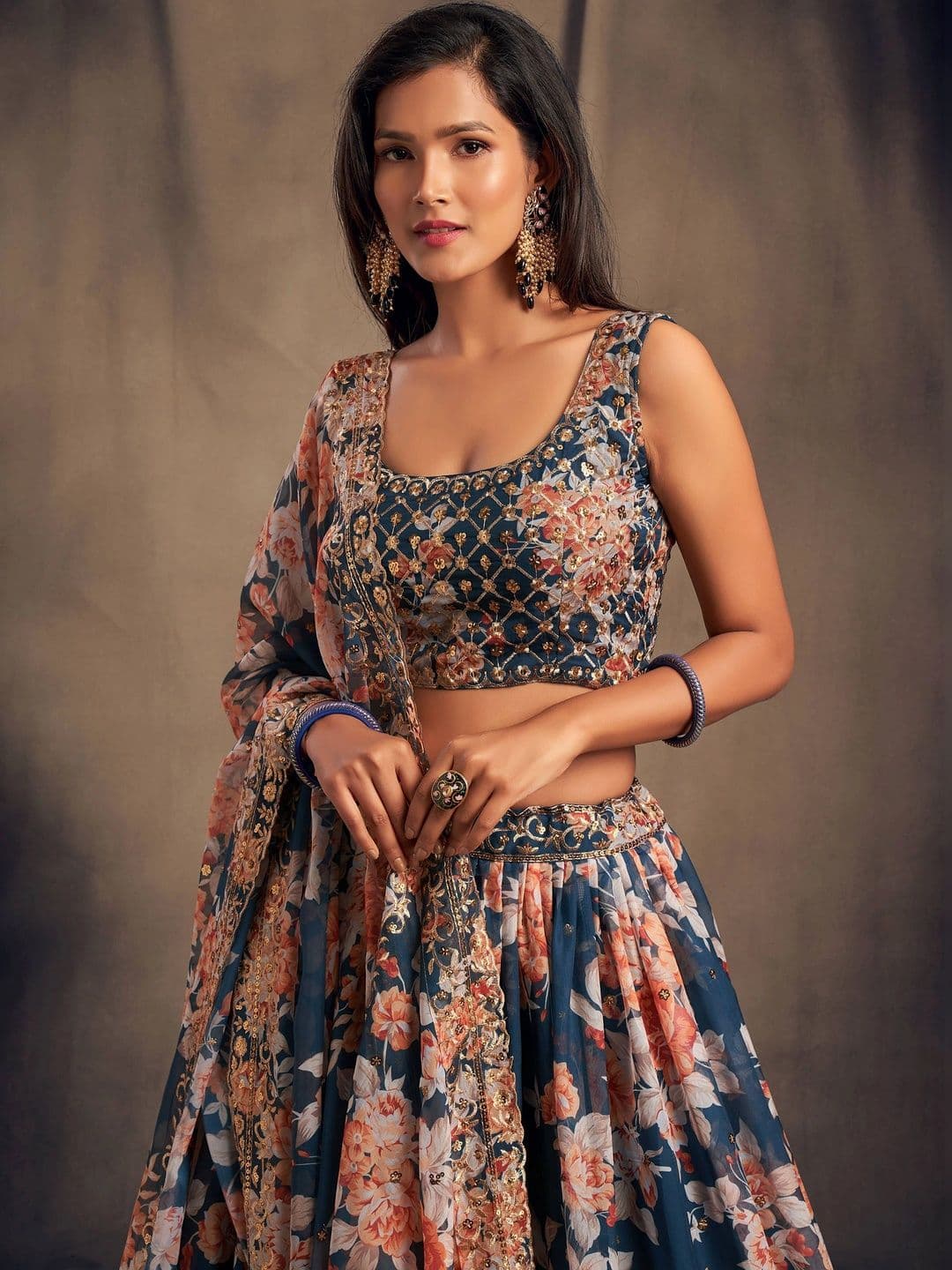 Zeel Clothing Embellished Sequinned Semi-Stitched Lehenga & Unstitched Blouse With Dupatta thumbnail 3