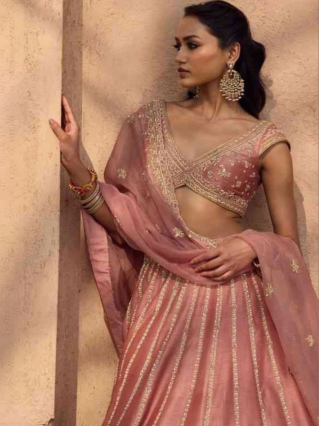 DAYLOOM Embellished Semi-Stitched Lehenga & Unstitched Blouse With Dupatta thumbnail 5